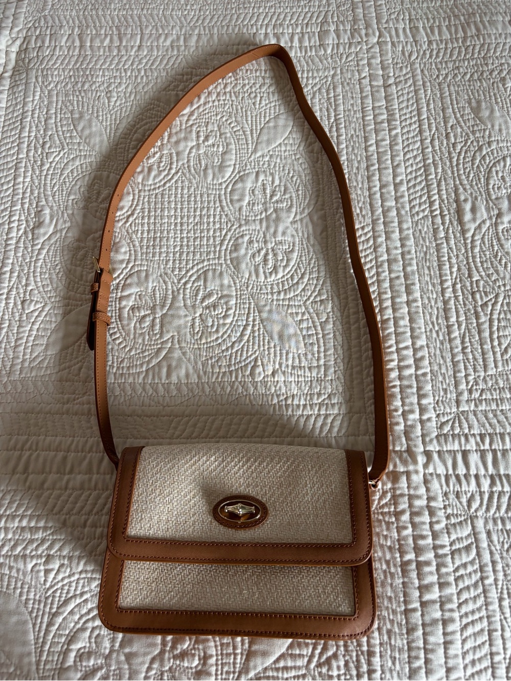 Women’s Tan and Cream Crossbody Shoulder Bag from Talbots